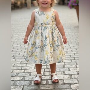 Edgehill Collection Cream and Yellow Floral Kids Dress